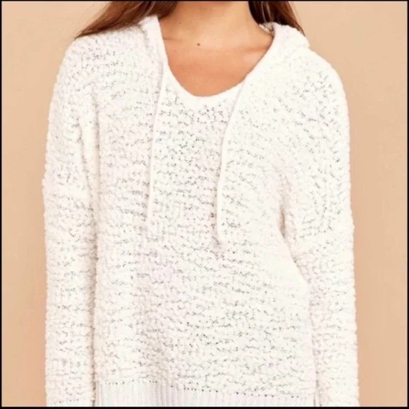 White Popcorn Hooded Sweater - Picture 2 of 4